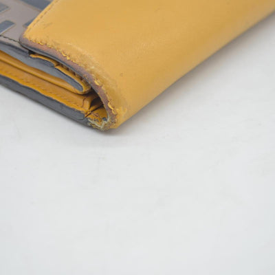 FENDI Zucca Leather Long Bifold Wallet Yellow