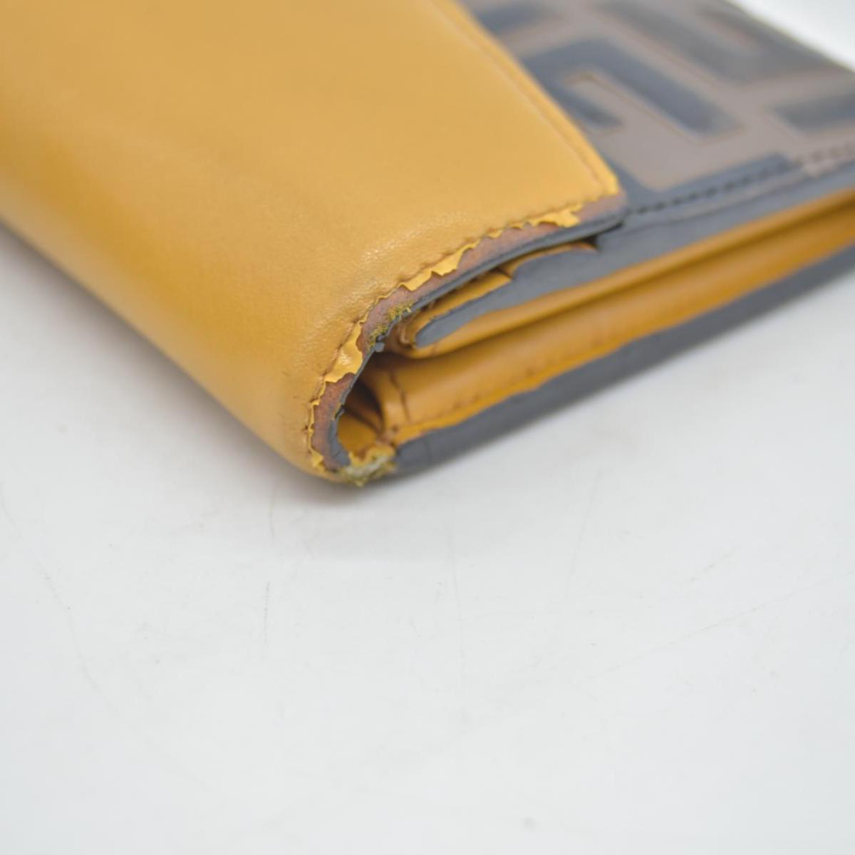 FENDI Zucca Leather Long Bifold Wallet Yellow
