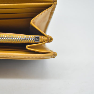 FENDI Zucca Leather Long Bifold Wallet Yellow