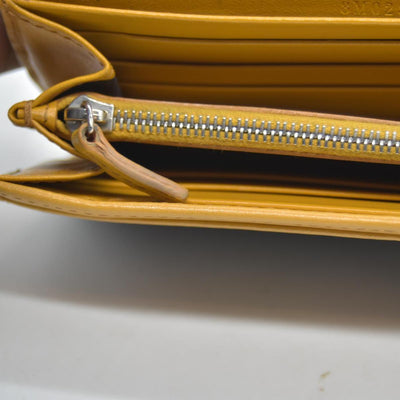 FENDI Zucca Leather Long Bifold Wallet Yellow