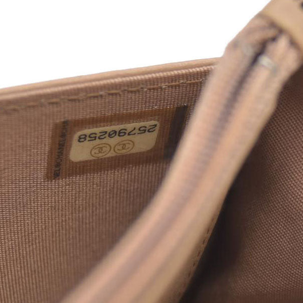 $3575 Chanel Caviar Quilted Boy Wallet On Chain WOC Dark Beige