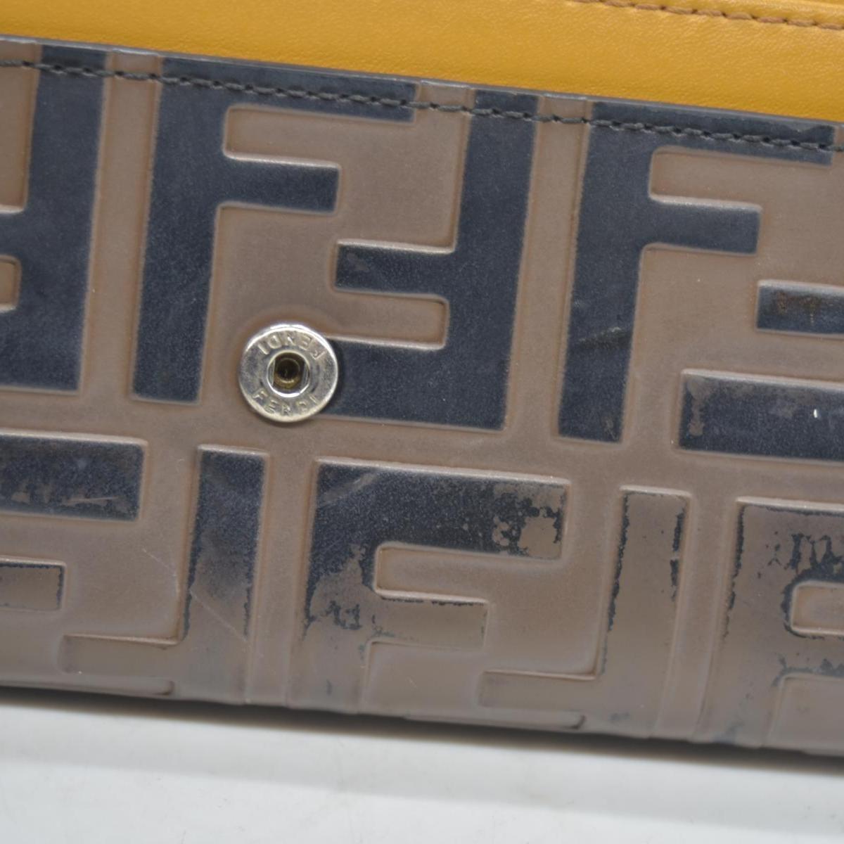 FENDI Zucca Leather Long Bifold Wallet Yellow