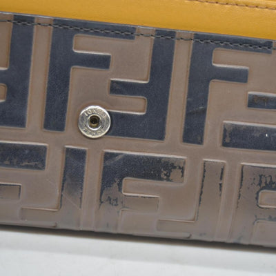 FENDI Zucca Leather Long Bifold Wallet Yellow