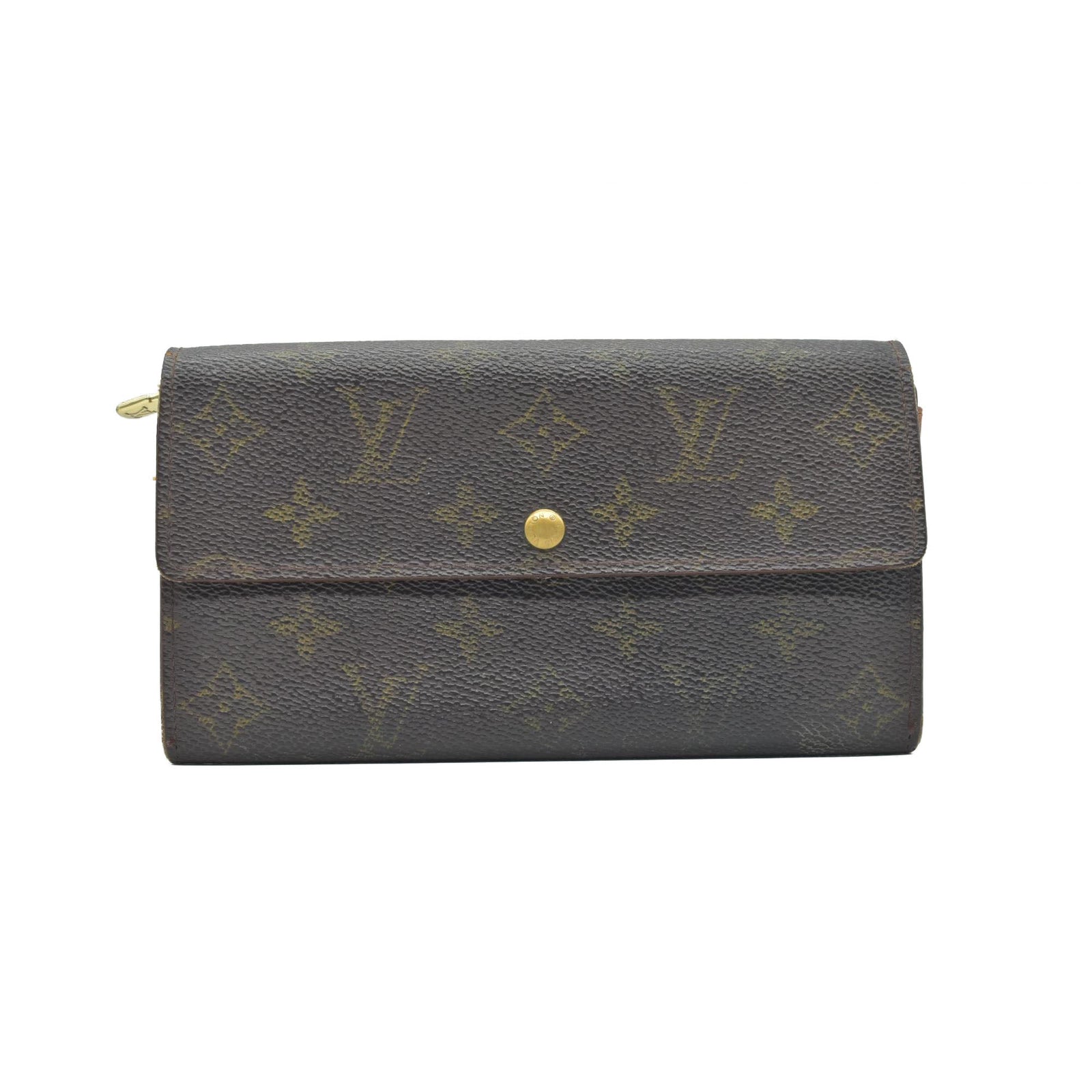 $725 1997 Louis Vuitton Monogram Portefeiulle Sarah Long Bifold Wallet Brown CA0917