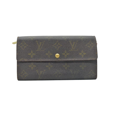 $725 1997 Louis Vuitton Monogram Portefeiulle Sarah Long Bifold Wallet Brown CA0917
