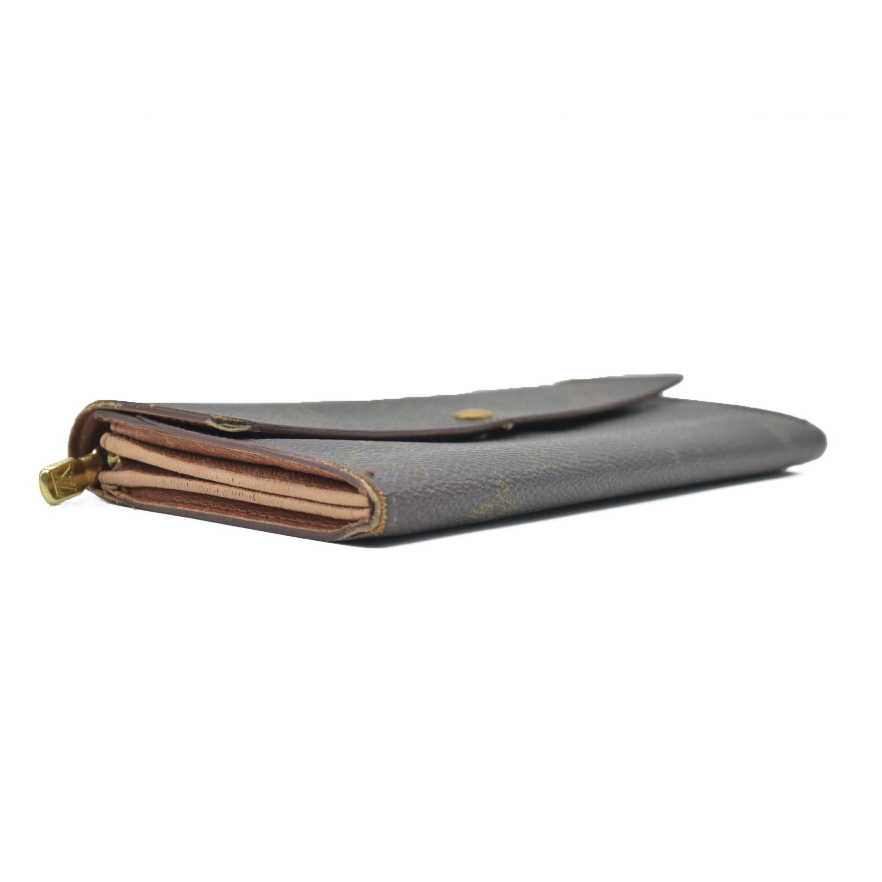 $725 1997 Louis Vuitton Monogram Portefeiulle Sarah Long Bifold Wallet Brown CA0917