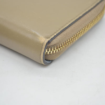 GUCCI Bamboo Pearl Leather Zip Around Long Wallet Beige