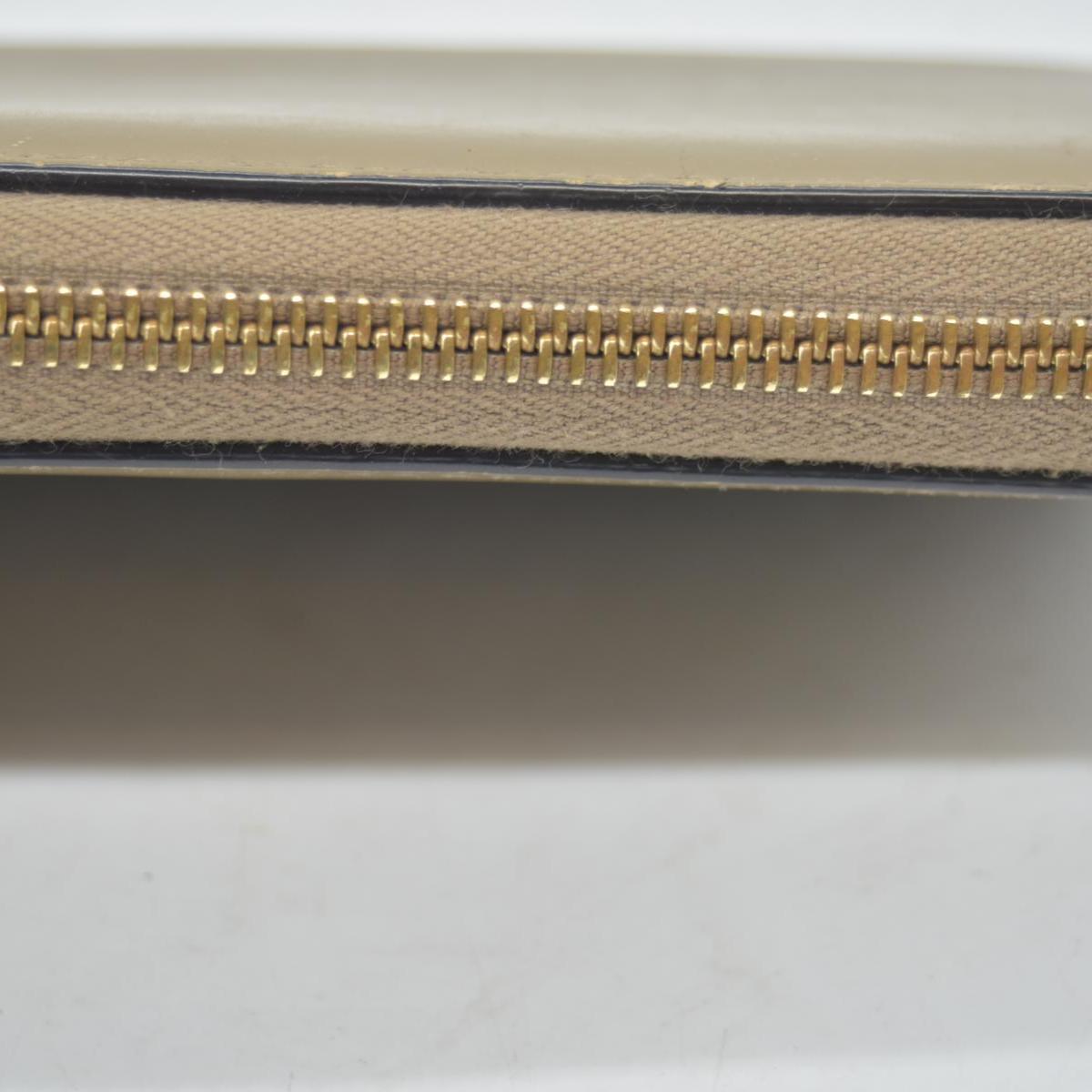 GUCCI Bamboo Pearl Leather Zip Around Long Wallet Beige