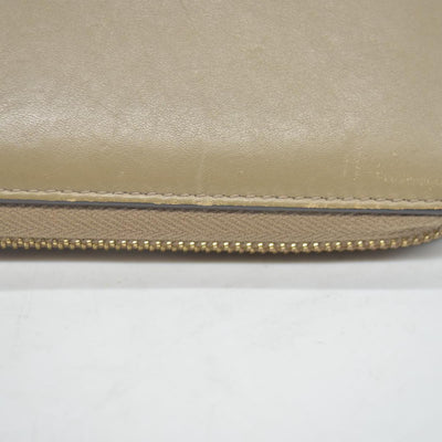 GUCCI Bamboo Pearl Leather Zip Around Long Wallet Beige