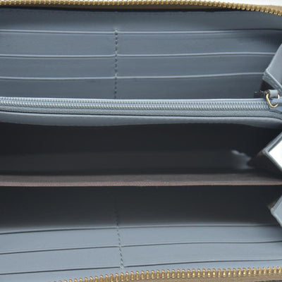 GUCCI Bamboo Pearl Leather Zip Around Long Wallet Beige