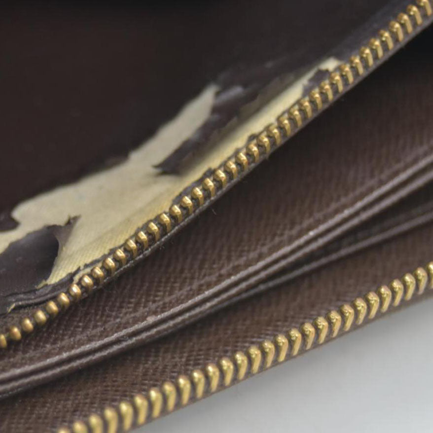 Louis Vuitton Damier Zippy Zip Around Long Wallet Purse Brown CA4163