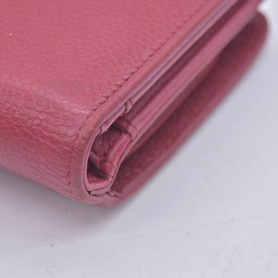 $1400 Chanel 2012 Red Quilted Caviar Leather CC-Stitch Organizer Wallet 10021115