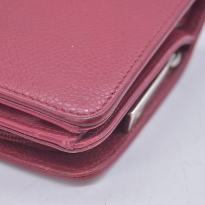 $1400 Chanel 2012 Red Quilted Caviar Leather CC-Stitch Organizer Wallet 10021115