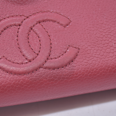 $1400 Chanel 2012 Red Quilted Caviar Leather CC-Stitch Organizer Wallet 10021115