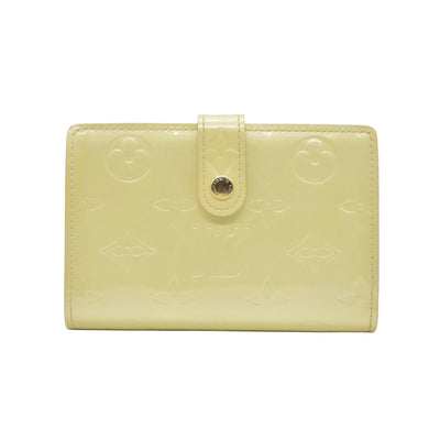 $935 2005 Louis Vuitton Monogram Vernis French Purse Wallet Beige MI0045