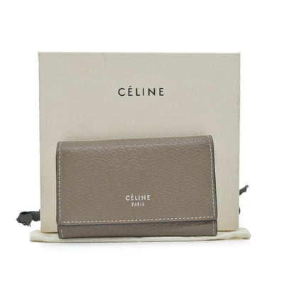 $490 CELINE Logo Leather 6 Ring Key Case Gray