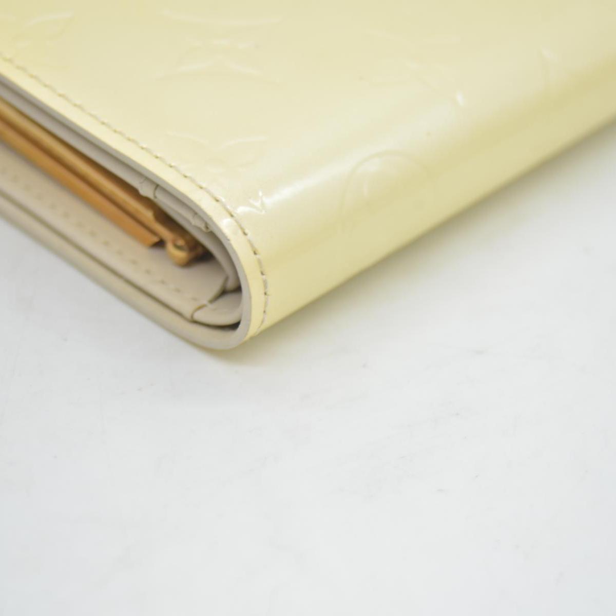 $935 2005 Louis Vuitton Monogram Vernis French Purse Wallet Beige MI0045