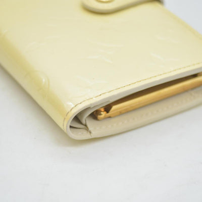 $935 2005 Louis Vuitton Monogram Vernis French Purse Wallet Beige MI0045