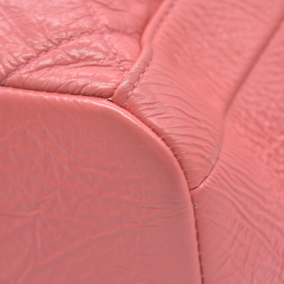 $4500 Chanel Pink CC Chain Drawstring Bucket Bag Leather