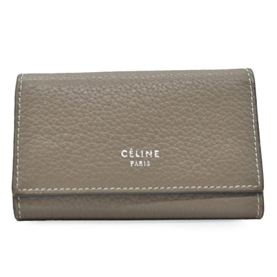 $490 CELINE Logo Leather 6 Ring Key Case Gray