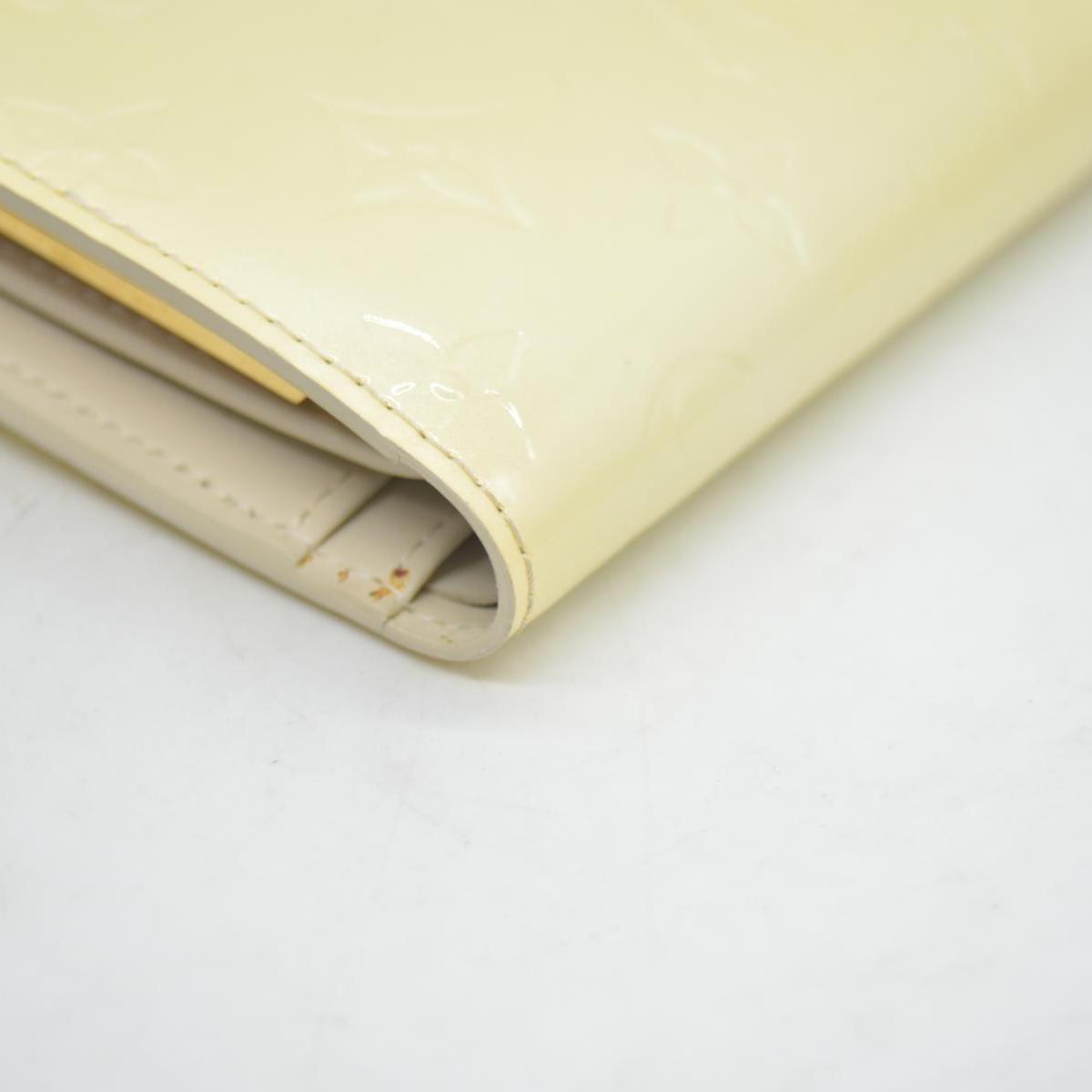 $935 2005 Louis Vuitton Monogram Vernis French Purse Wallet Beige MI0045