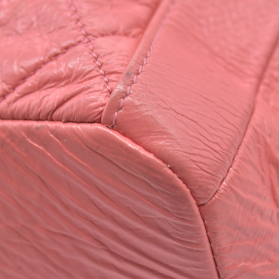 $4500 Chanel Pink CC Chain Drawstring Bucket Bag Leather