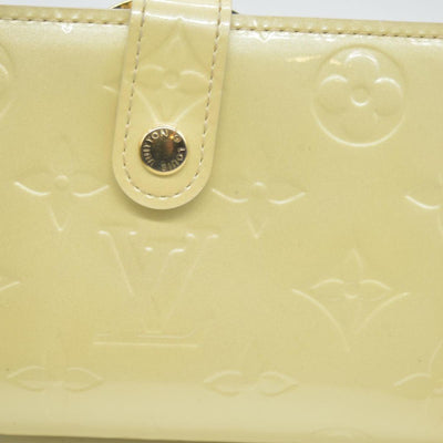 $935 2005 Louis Vuitton Monogram Vernis French Purse Wallet Beige MI0045