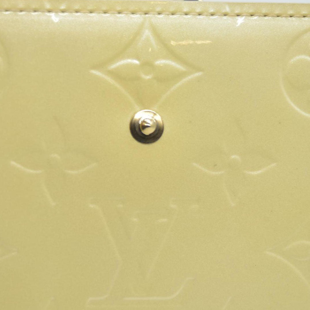 $935 2005 Louis Vuitton Monogram Vernis French Purse Wallet Beige MI0045