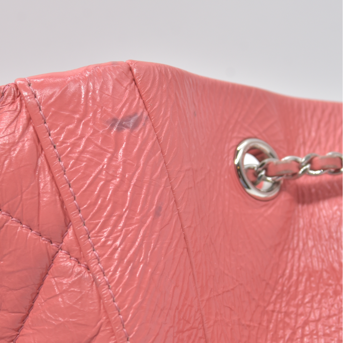 $4500 Chanel Pink CC Chain Drawstring Bucket Bag Leather