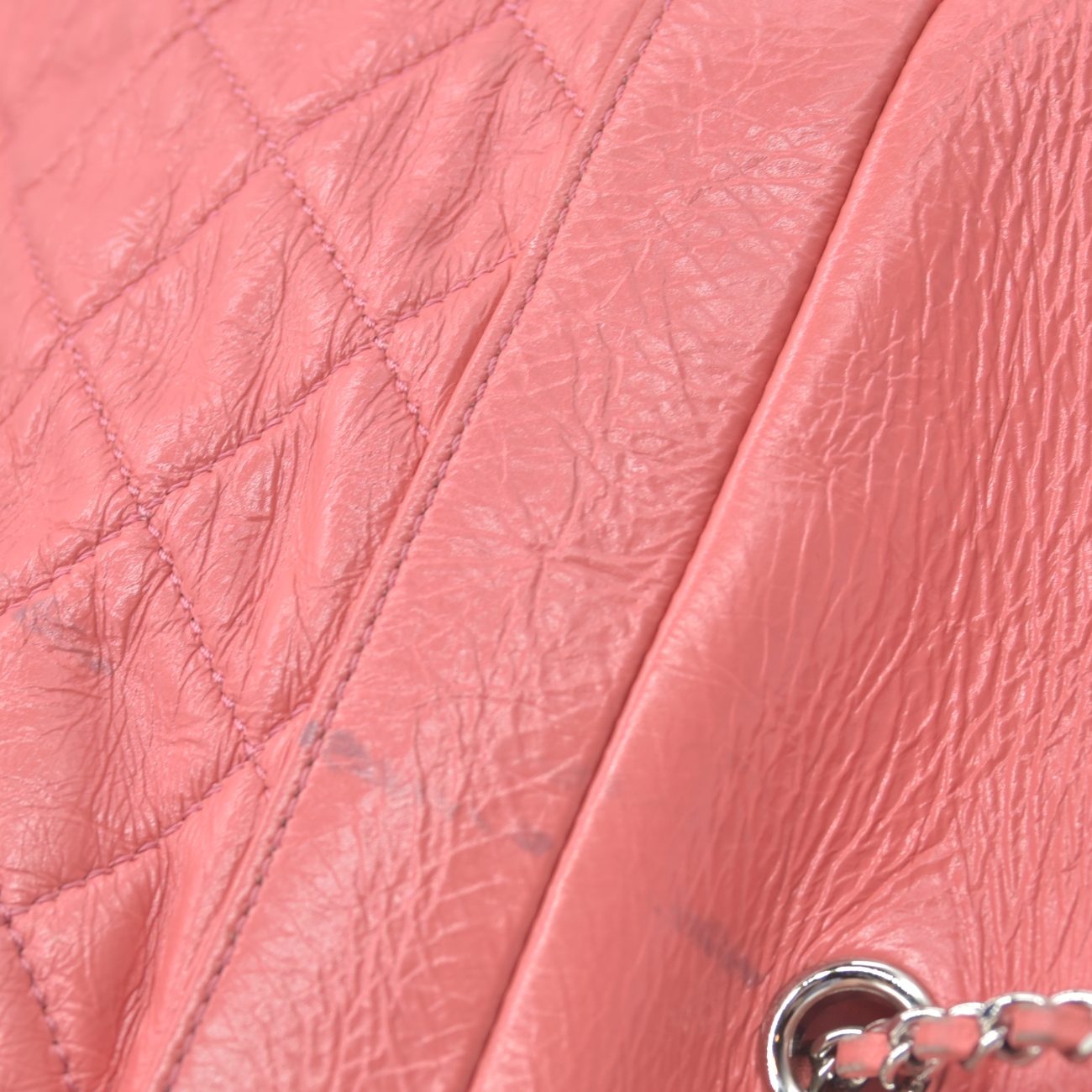 $4500 Chanel Pink CC Chain Drawstring Bucket Bag Leather