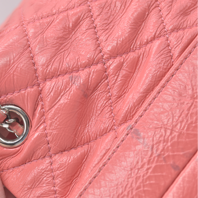 $4500 Chanel Pink CC Chain Drawstring Bucket Bag Leather