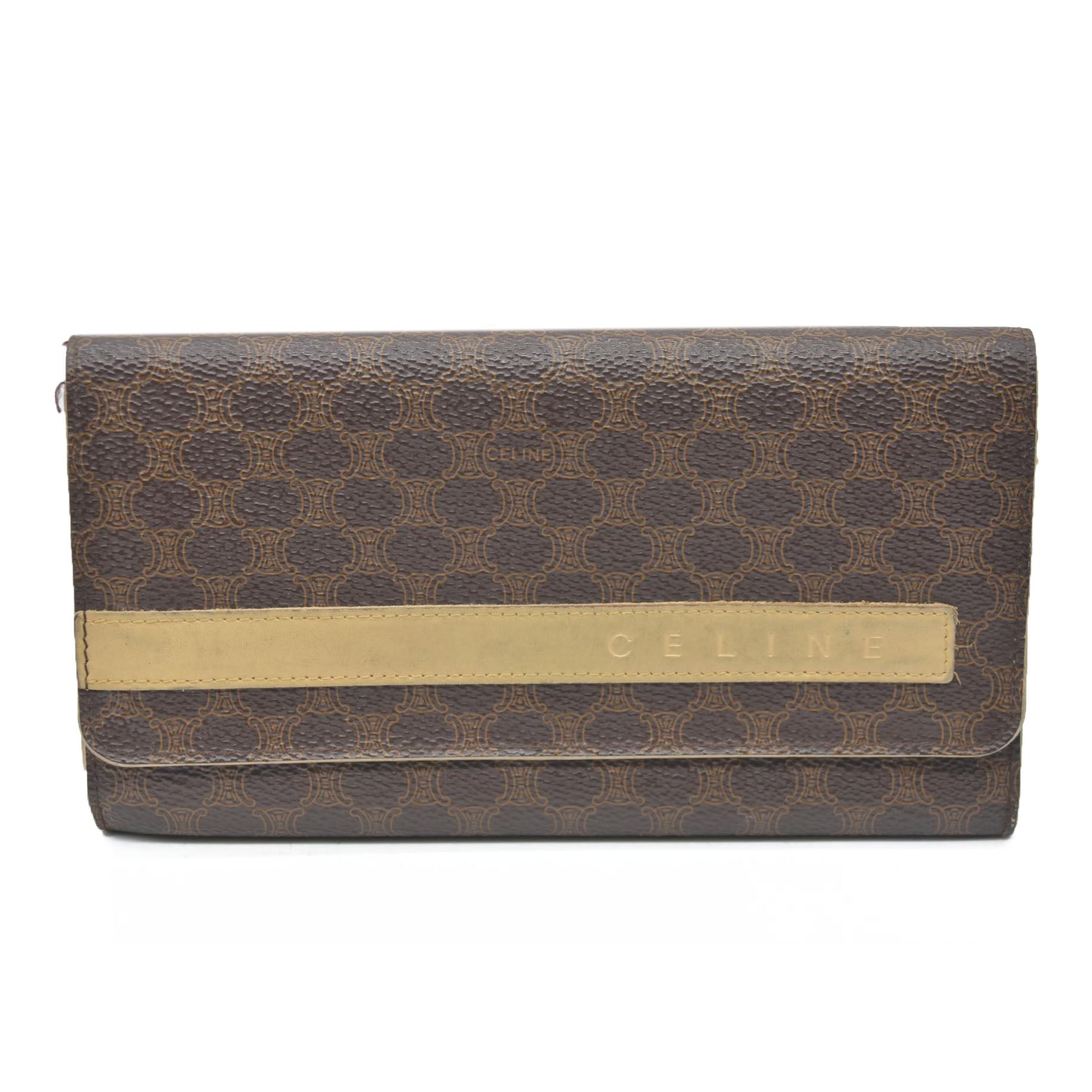 CELINE Bi-fold Long Wallet Brown Macadam Billfold PVC
