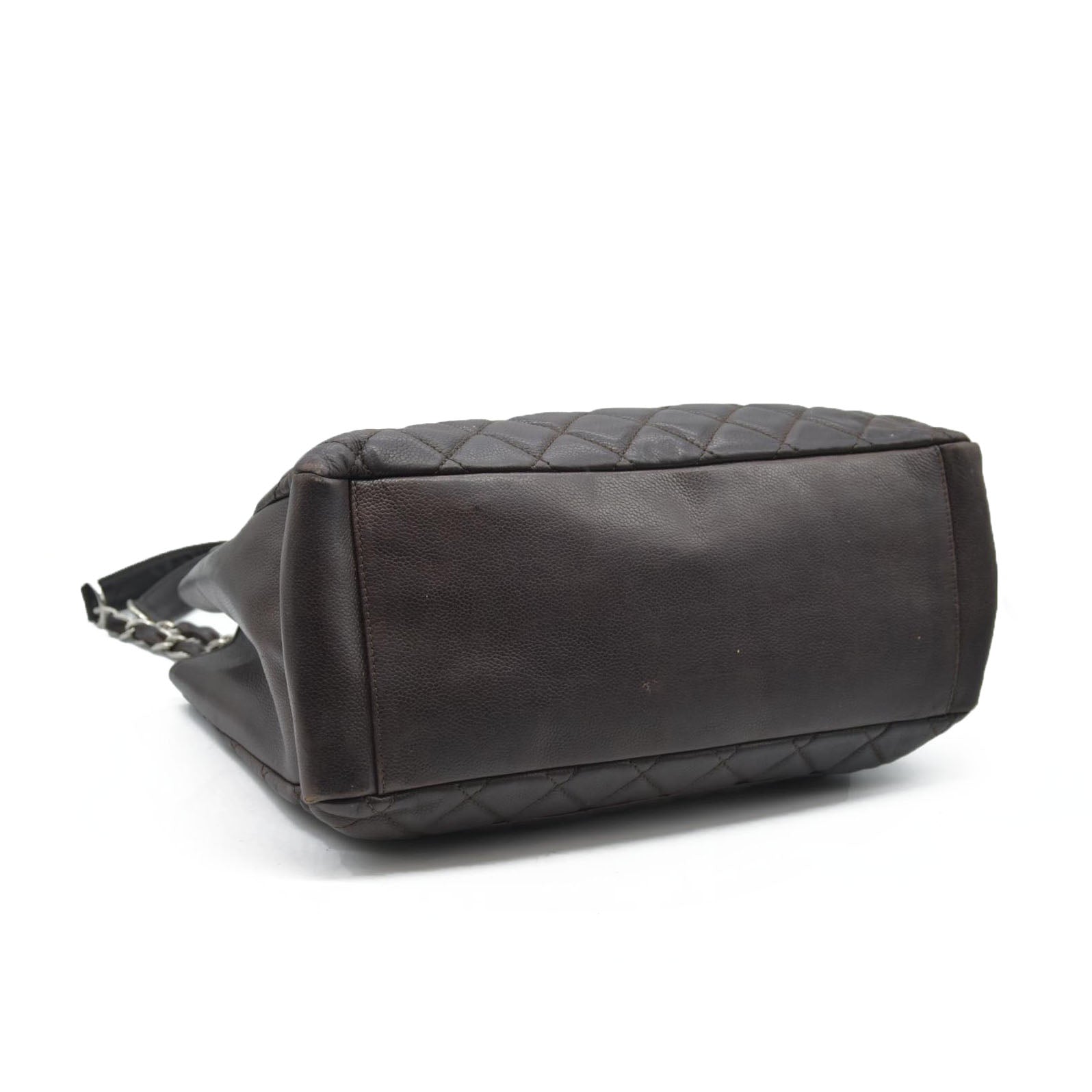 AUCTION $2900 Chanel  Caviar Quilted Grand Shopping Tote GST Brown Silver Hardware 2009