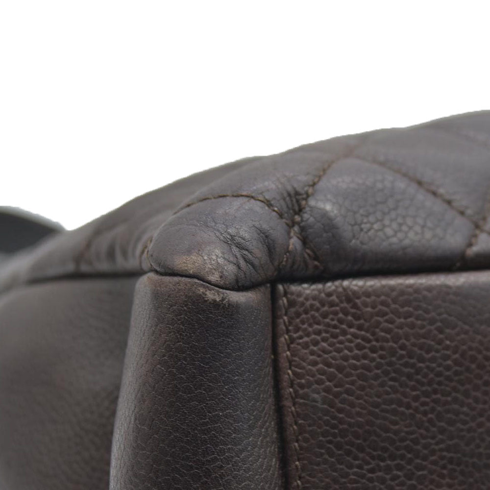AUCTION $2900 Chanel  Caviar Quilted Grand Shopping Tote GST Brown Silver Hardware 2009