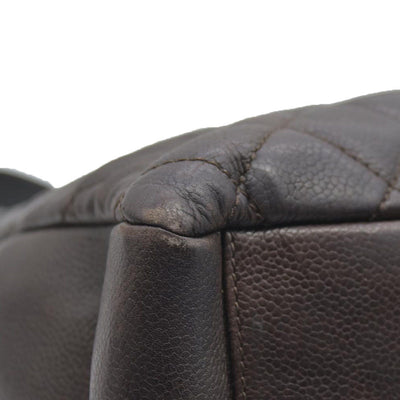 AUCTION $2900 Chanel  Caviar Quilted Grand Shopping Tote GST Brown Silver Hardware 2009