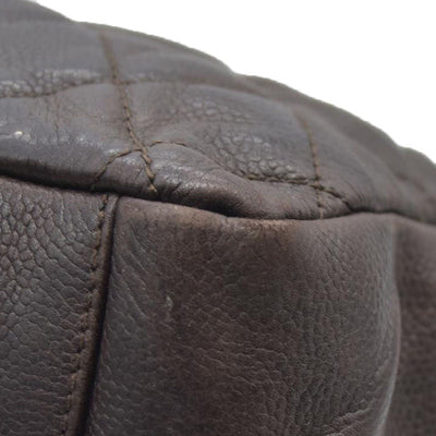 AUCTION $2900 Chanel  Caviar Quilted Grand Shopping Tote GST Brown Silver Hardware 2009