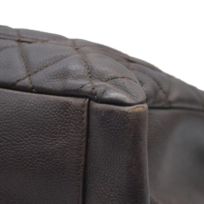 AUCTION $2900 Chanel  Caviar Quilted Grand Shopping Tote GST Brown Silver Hardware 2009