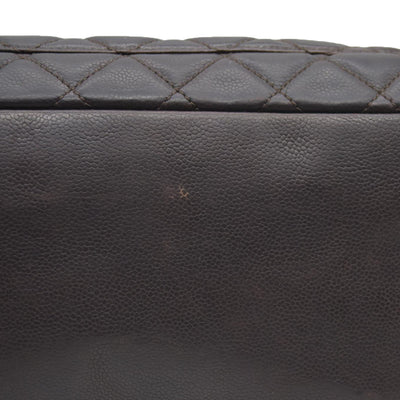 AUCTION $2900 Chanel  Caviar Quilted Grand Shopping Tote GST Brown Silver Hardware 2009