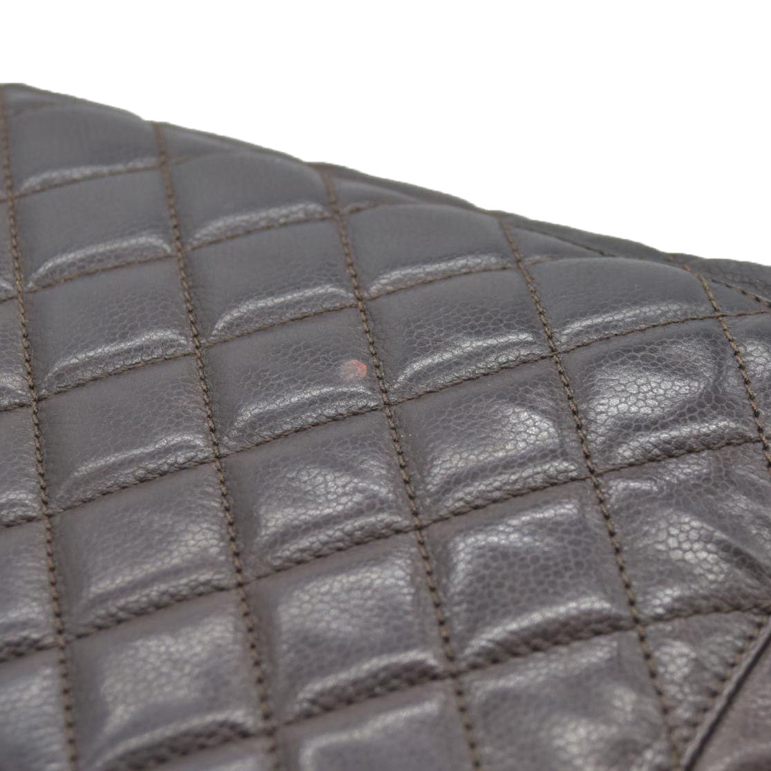 AUCTION $2900 Chanel  Caviar Quilted Grand Shopping Tote GST Brown Silver Hardware 2009