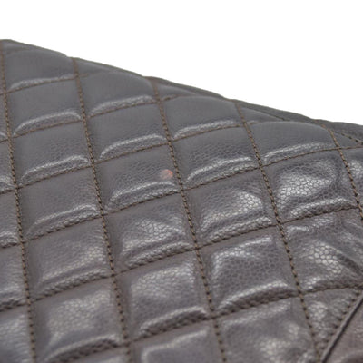 AUCTION $2900 Chanel  Caviar Quilted Grand Shopping Tote GST Brown Silver Hardware 2009