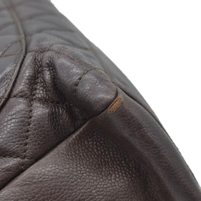 AUCTION $2900 Chanel  Caviar Quilted Grand Shopping Tote GST Brown Silver Hardware 2009