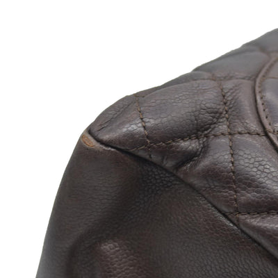 AUCTION $2900 Chanel  Caviar Quilted Grand Shopping Tote GST Brown Silver Hardware 2009
