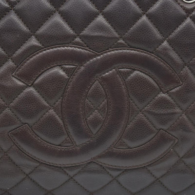 AUCTION $2900 Chanel  Caviar Quilted Grand Shopping Tote GST Brown Silver Hardware 2009