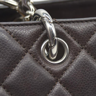 AUCTION $2900 Chanel  Caviar Quilted Grand Shopping Tote GST Brown Silver Hardware 2009