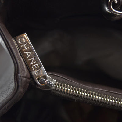 AUCTION $2900 Chanel  Caviar Quilted Grand Shopping Tote GST Brown Silver Hardware 2009