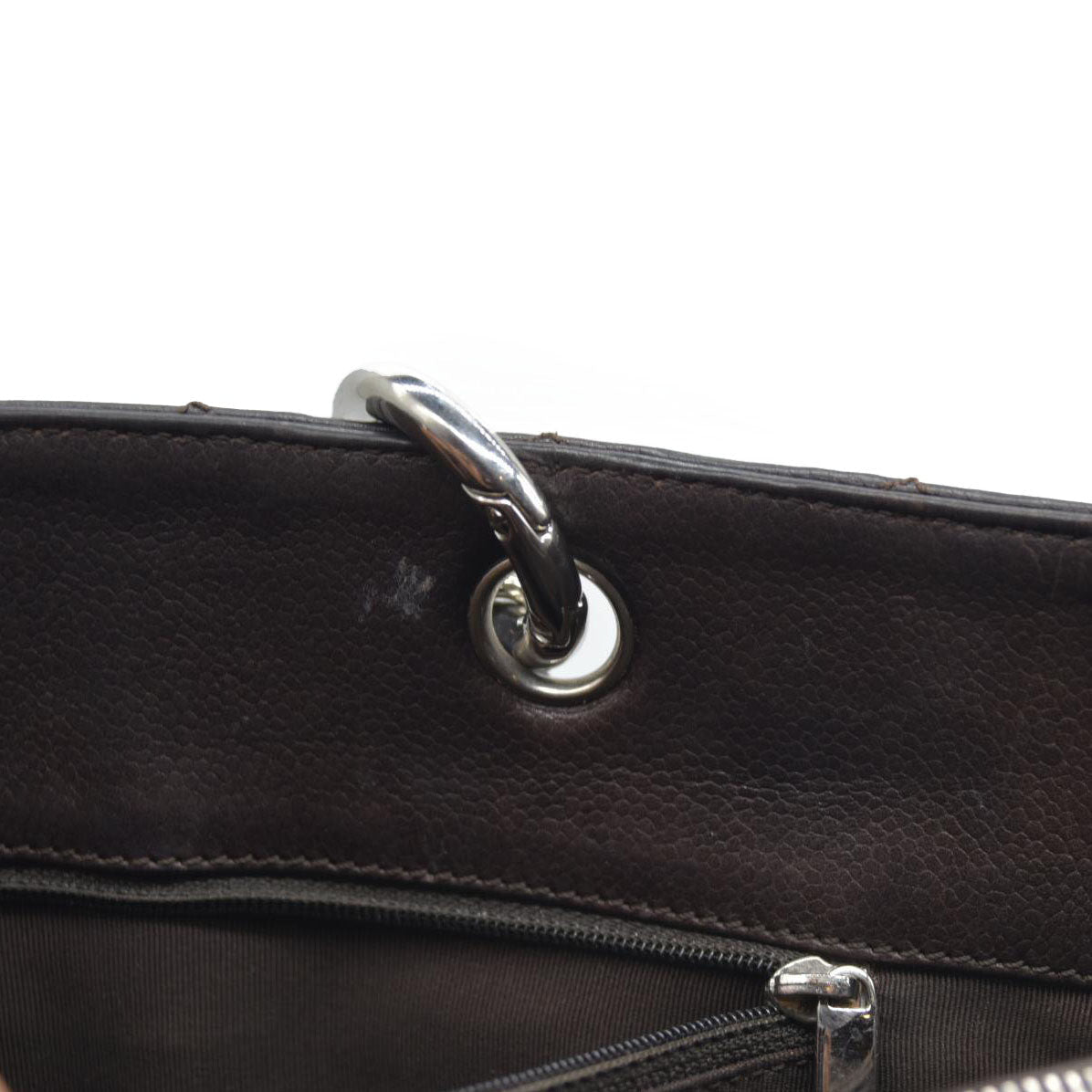 AUCTION $2900 Chanel  Caviar Quilted Grand Shopping Tote GST Brown Silver Hardware 2009