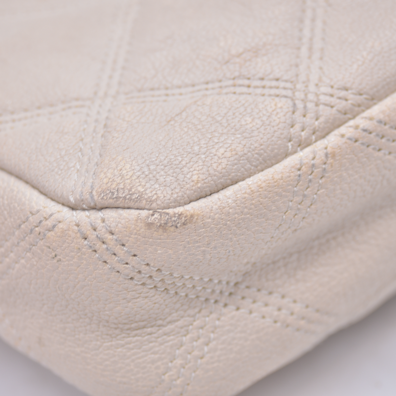 $1350 2021 Saint Laurent Grained Lambskin Quilted Mini Becky Double Zip Bag Cream 10021094
