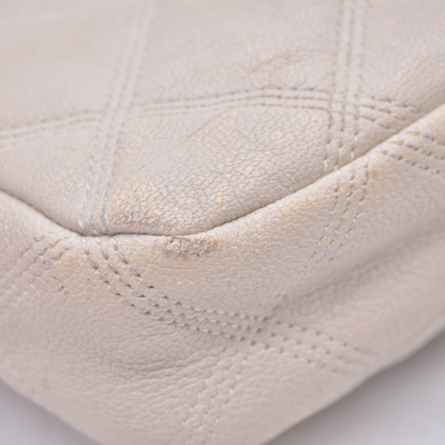 $1350 2021 Saint Laurent Grained Lambskin Quilted Mini Becky Double Zip Bag Cream 10021094