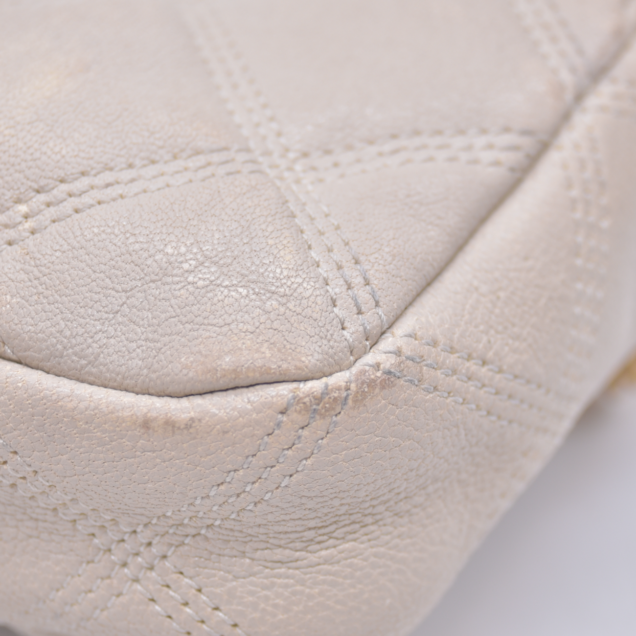 $1350 2021 Saint Laurent Grained Lambskin Quilted Mini Becky Double Zip Bag Cream 10021094