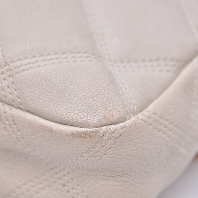 $1350 2021 Saint Laurent Grained Lambskin Quilted Mini Becky Double Zip Bag Cream 10021094